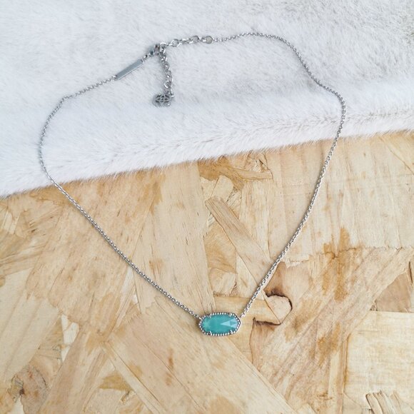 NEW Kendra Scott Elisa Chalcedony Glass Necklace Silver - Picture 2 of 4